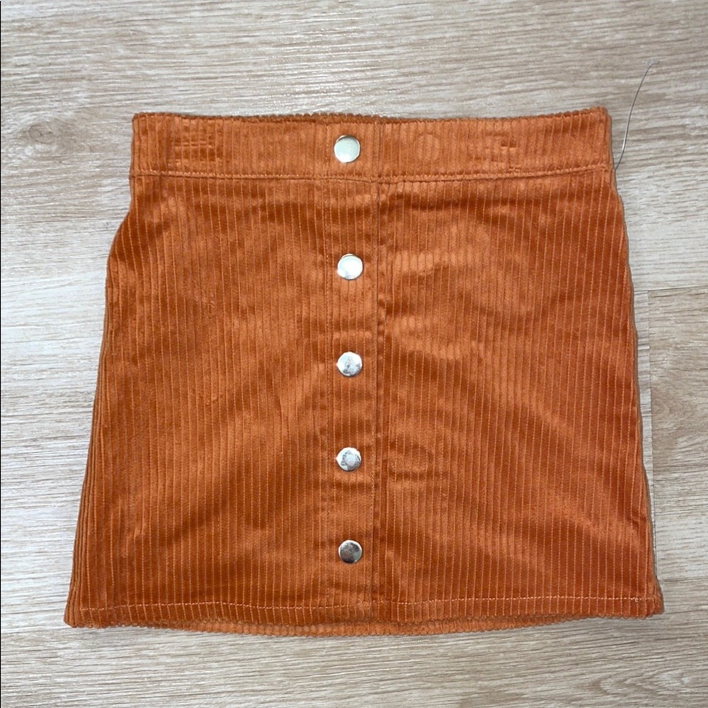 Tahari NWOT Orange Gold Button Down Corduroy Little Girl’s Skirt sz S 5/6